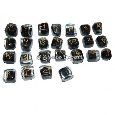 Black Tourmaline Orgone Rune Set