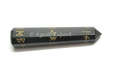 Rune Symbol on Black Agate Obelisk