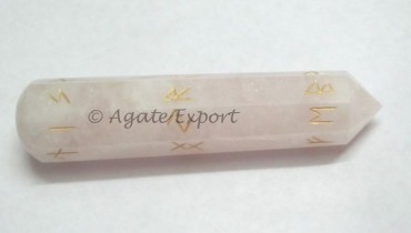 Rune Symbol on Rose Quartz Massage Wands