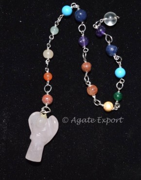 Rose Quatz Angel with Metal Pendulums