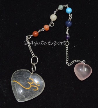 Crystal Quartz Heart Pendulums
