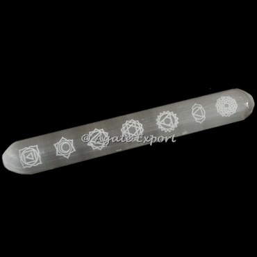 Selenite 7 Chakra Engraved Massage Wands