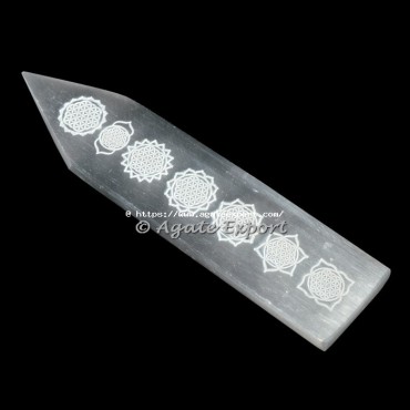 Chakra Flower Of Life Engraved Wand