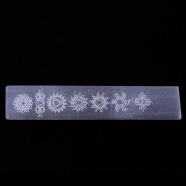 Yantra 7 Chakra Engraved Selenite Wand