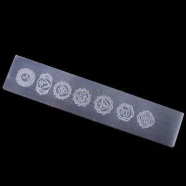 Selenite Wand With Engraved Chakra Symbols