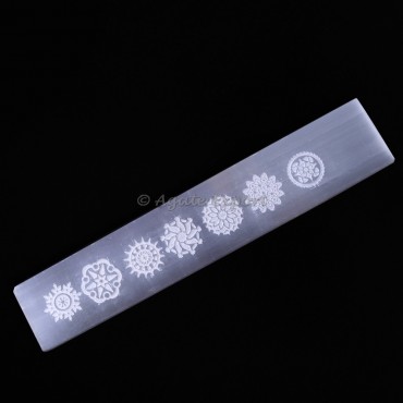 Engraved Chakra Symbol Selenite Massage Wand