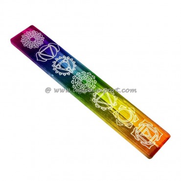 Chakra Selenite Engraved Wand