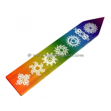 Chakra Layer Engraved Selenite Wand