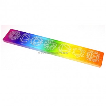 Seven Chakra Engraved Selenite Wand
