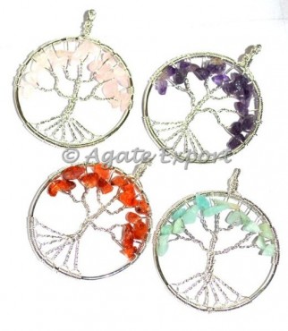 Mix Gemstone Tree Of Life Pendant