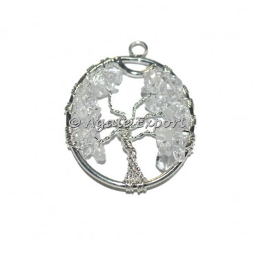 Crystal Quartz Antique Tree of Life Pendants