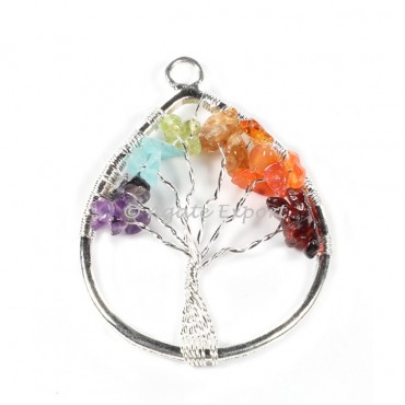 Heart 7 Chakra Tree Of Life Pendant
