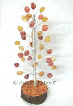 Yellow Agate - Red Carnailan Tumbled Tree