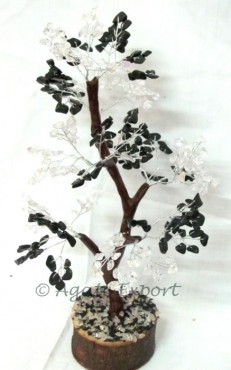 Crystal Quartz With Black Agate 300 Chips