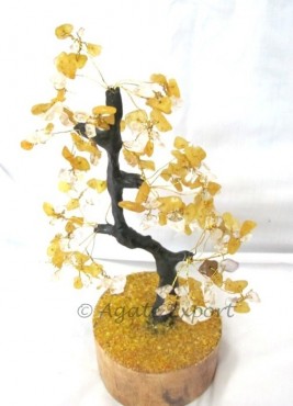 Crystal Quartz - Yellow Agate 180 Chips Tree