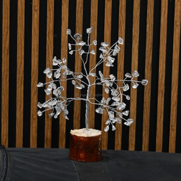 Crystal Quartz 100 Chips Silver Wire Tree