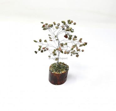Unakite 100 Chips Silver Wire Tree
