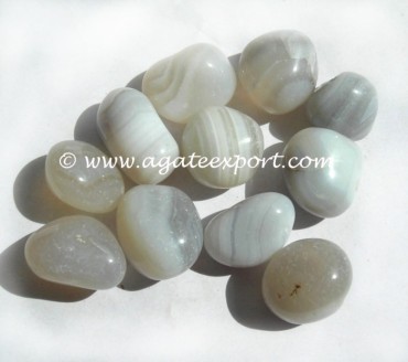 Banded Gray Agate Tumbled Stones.