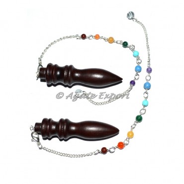 Rose Wood Egyptian Carved Chakra Chain PEndulums
