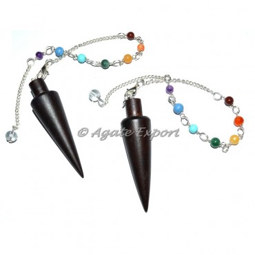 Rose Wood Long Cone Chakra Chain Pendulums