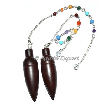 Rose Wood Bullet Chakra Chain Pendulums
