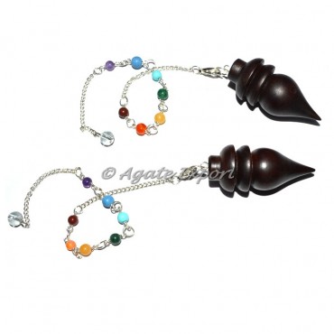 Rose Wood Drop Chakra Chain Pendulums