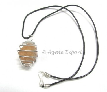 Golden Quartz Tumbled Stone Wrap Pendants.