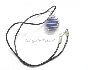 Calcedony Tumbled Stones Wrap Pendants.