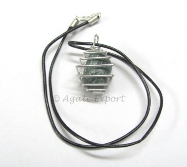 Green Aventruine Tumbled Stone Wrap Pendnats.
