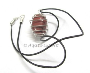 Red Jasper Tumbld Stone Wrap Pendants.