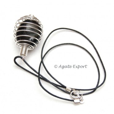Black Agate Tumbled Wrap Pendant
