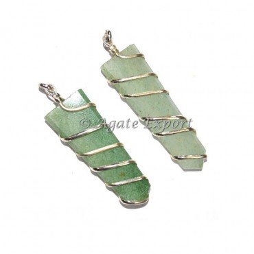 Green Aventurine Flate Pencil Wrap Pendants
