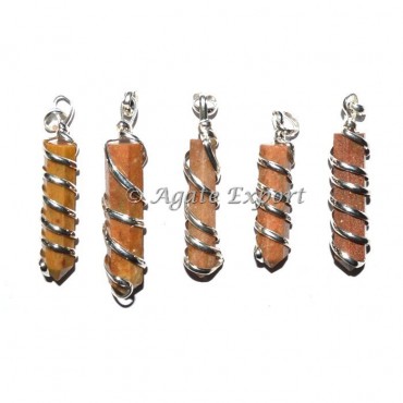 Peach Aventurine Pencil Wrap Pendants