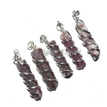 Lepidolite Pencil Wrap Pendants