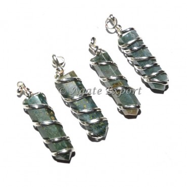 Moos Agate Pencil Wrap Pendants