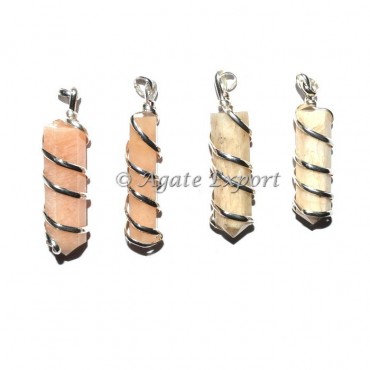 Moonstone Pencil Wrap Pendants