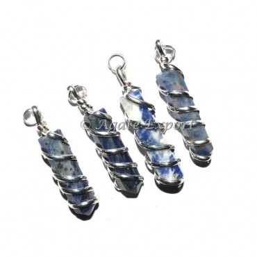 Sodalite Pencil Wrap Pendants