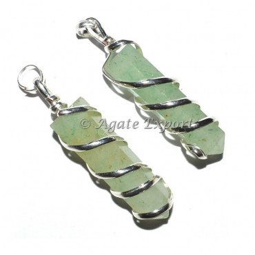 Green Aventurine Pencil Wrap Pendants