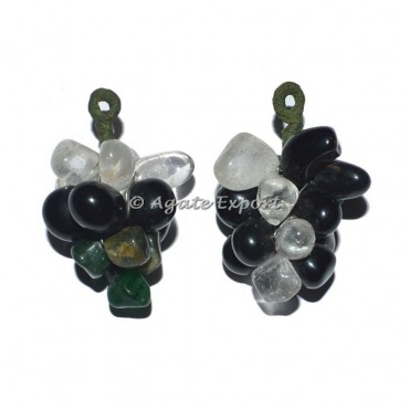 Black and Crystal Grape Pendants