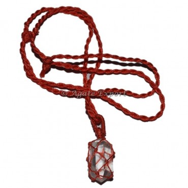 Crystal Quartz Pencil Cord Wire Wrapped Pendants