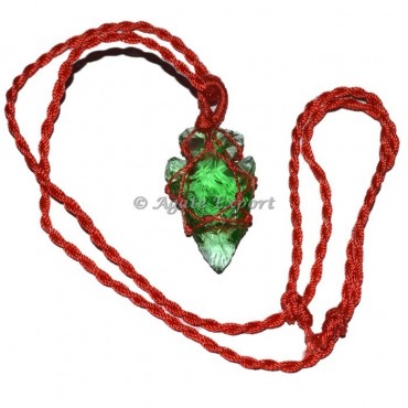 Green Arrowheads Cord Wire Wrapped Pendants