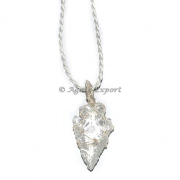 Crystal Quartz Arrowheads Wire Wrap Pendants