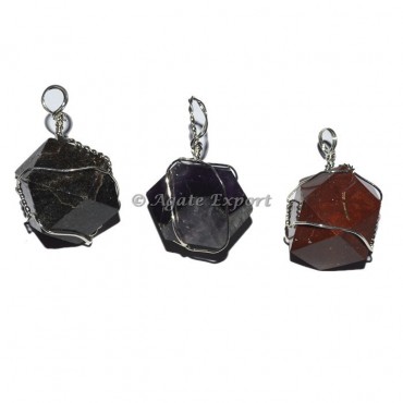 Faceted Square Wire Wrapped Pendants