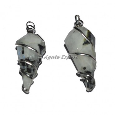 Rainbow Moonstone Wire Wrapped Pendants