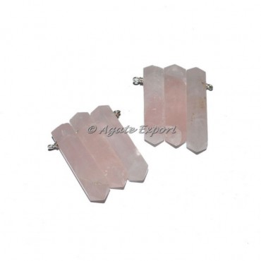 Rose Quartz Joint Pencil Wrapped Pendants