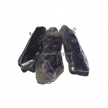 Amethyst Natural Stone Wrapped Pendants