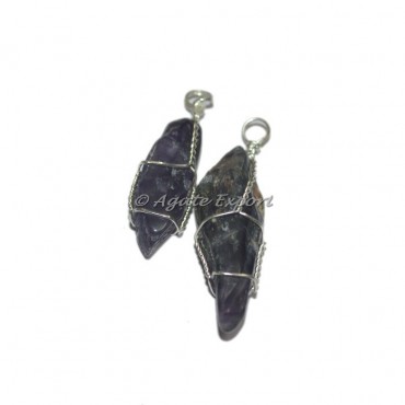 Amethyst Rough Wire Wrapped Pendants