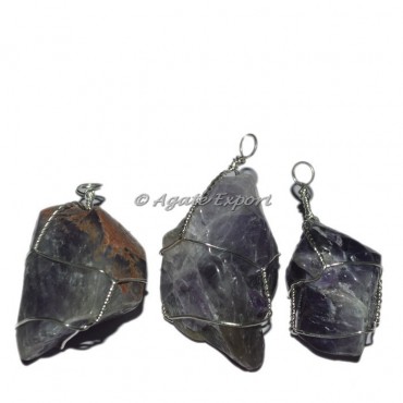 Amethyst Tumbled Wire Wrapped Pendant