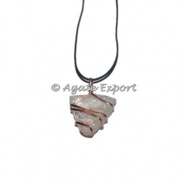 Crystal Quartz Triangle Copper Wire Pendants