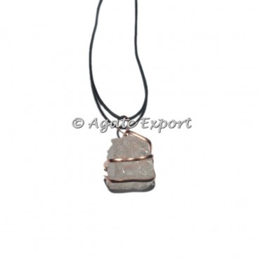 Crystal Quartz Cube Copper Wire Pendants